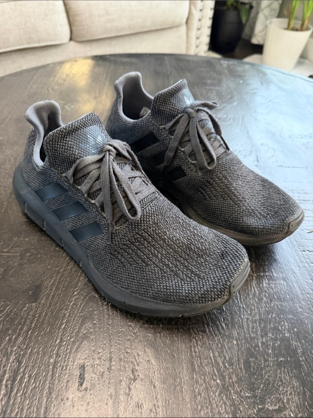 adidas Men's Charcoal Gray Knit Athletic Shoes